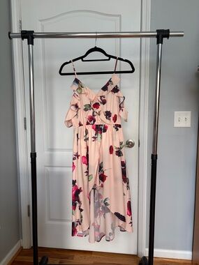 fab'rik Pink Floral Cold-Shoulder Romper